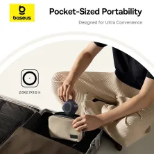 Бездротовий зарядний пристрій Baseus PicoGo Series 2-in-1 Magnetic з функцією MagSafe і Qi2 15W та вбудованим кабелем Type-C 67W Чорний