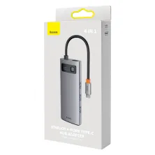 USB-хаб Baseus 4in1 Metal Gleam 4-Port Type-C HUB Adapter Type-C to USB3.0*4 Серый