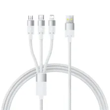 Кабель Baseus StarSpeed Series 3-in-1 Fast Charging Data Cable USB to Lightning+Type-C+MicroUSB 100W 1.5m Білий