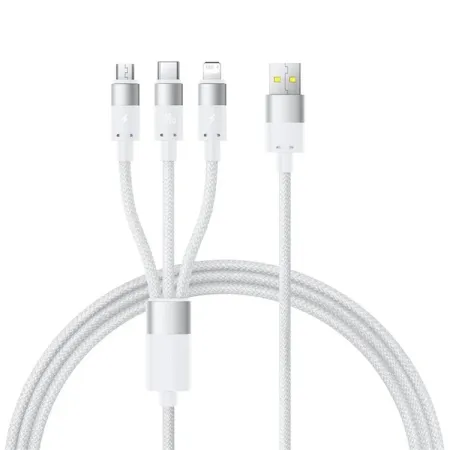 Кабель Baseus StarSpeed Series 3-in-1 Fast Charging Data Cable USB to Lightning+Type-C+MicroUSB 100W 1.5m Білий