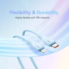 Кабель Baseus Pudding Series Fast Charging Data Cable Type-C to Lightning PD 20W 2m Блакитний