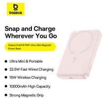 УМБ Baseus EnerFill FM11 Ultra-Mini Magnetic 2in1 10000mAh 22.5W 3A QC3.0+PD3.0 з Бездротовою зарядкою Qi 15W Рожевий