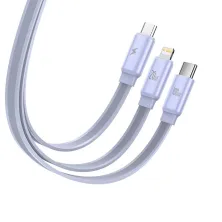 Кабель Baseus Traction Series Retractable 3-in-1 Fast Charging Data Cable Type-C to Lightning+Type-C+MicroUSB 100W 1.7m Фіолетовий