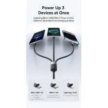 Кабель Baseus StarSpeed Series 3-in-1 Fast Charging Data Cable USB to Lightning+Type-C+MicroUSB 100W 1.5m Черный