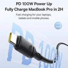 Кабель Baseus Silky Series Fast Charging Data Cable Type-C to Type-C 100W 20V 5A 2m Чорний
