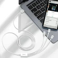Кабель Baseus Superior Series 3-in-1 Fast Charging Data Cable USB to Lightning+Type-C+MicroUSB 3.5А 1m Белый