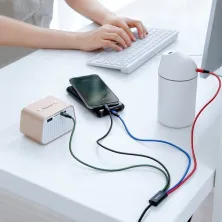 Кабель Baseus Fast 4-in-1 Fast Charging Data Cable USB to 2Lightning+Type-C+MicroUSB 3.5А 1.2m Черный