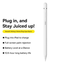 Стілус для iPad Baseus Writing 2 Series Plug-Type iP Active Wireless Version з LED індикаторами 10.5 годин Білий