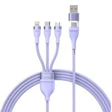 Кабель Baseus Flash Series 2 3-in-2 Fast Charging Data Cable  USB+Type-C to Lightning+Type-C+MicroUSB 100W 1.2m Фиолетовый
