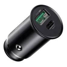 Автомобильное зарядное устройство Baseus Circular Metal PPS Quick Charger Car Charger 30W VOOC USB+Type-C Черный