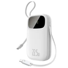 УМБ Baseus EnerFill FC31 Qpow3 Dual-Cable 20000mAh 22.5W з технологією QC3.0+PD3.0 и iP 20W+Type-C 22.5W кабелем Білий