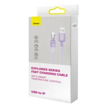 Кабель Baseus Explorer Series with Smart Temperature Control Fast Charging Data Cable USB to Lightning 2.4A 1m Фиолетовый