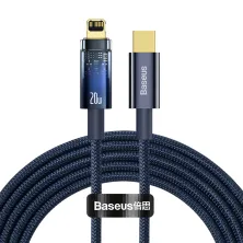 Кабель Baseus Explorer Series Auto Power-Off Fast Charging Data Cable Type-C to Lightning PD 20W 2m Синій