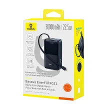 УМБ Baseus EnerFill FC51 Bipow2 Pro 30000mAh 22.5W 2.4A з технологією QC3.0+PD3.0 та Type-C кабелем 22.5W Чорний