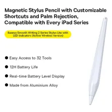Стилус для iPad Baseus Writing 2 Series Plug-Type USB-C Active Wireless Version с LED индикатором 12 часов Белый