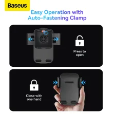 Автодержатель для телефона Baseus Easy Control Clamp Car Mount Holder Pro Suction Cup Version на торпедо и в воздуховод Черный