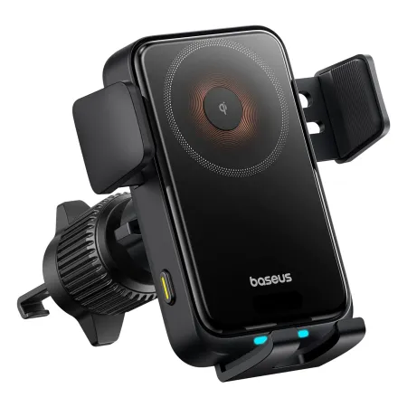 Беспроводное автомобильное зарядное устройство Baseus Wisdom Pro Auto Coil Alignment Air Outlet Version с технологией Qi 15W Черный