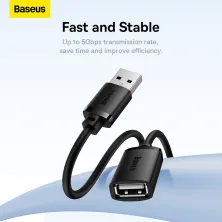 USB подовжувач Baseus AirJoy Series USB2.0 to USB2.0 Extension кабель 1.5м Чорний