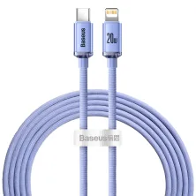 Кабель Baseus Crystal Shine Series Fast Charging Data Cable Type-C to Lightning PD 20W 2m Фіолетовий