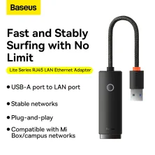 USB Переходник Baseus Lite Series Ethernet 1000 Mbps Type-A to RJ45 Чорний