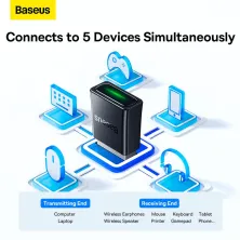 USB Bluetooth Адаптер Baseus Wireless Adapter BA07 BT5.3 20m Чорний