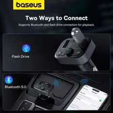 FM-трансмиттер Baseus S-09 Lite T-Typed FM Launcher MP3 Car Charger 2USB+Type-C 3.4A Черный