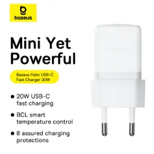 Сетевое зарядное устройство Baseus Palm Fast Charger 1C PD3.0 20W Type-C 3A + Кабель Type-C to Type-C 60W 20V/3A 1м Белый
