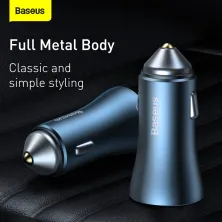 Автомобільний зарядний пристрій Baseus Golden Contactor Pro Dual Quick Charger Car Charger 40W USB+Type-C Блакитний