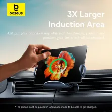 Бездротовий автомобільний зарядний пристрій Baseus LightChaser Triple-Coil Wireless Charging Electric Car Mount з технологією Qi 15W Чорний