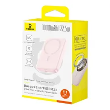 УМБ Baseus EnerFill FM11 Ultra-Mini Magnetic 2in1 10000mAh 22.5W 3A QC3.0+PD3.0 з Бездротовою зарядкою Qi 15W Рожевий
