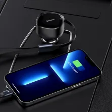 Автомобильное зарядное устройство Baseus Enjoyment Retractable 30W c встроенным кабелем 2-in-1 Type-C и Lightning 0.75м Черный