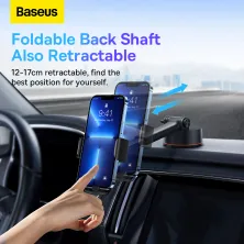 Автодержатель для телефона Baseus Easy Control Clamp Car Mount Holder Pro Suction Cup Version на торпедо и в воздуховод Черный