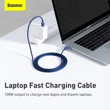 Кабель Baseus Crystal Shine Series Fast Charging Data Cable Type-C to Type-C 100W 20V 5A 2m Синій