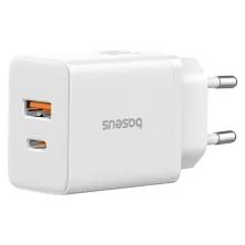 Мережевий зарядний пристрій Baseus Cube Fast Charger QC3.0+PD3.0 20W USB+Type-C 3A Білий