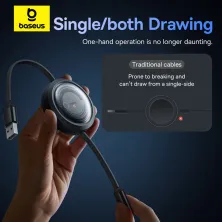 Кабель Baseus Bright Free2Draw Retractable Crystal 3-in-1 Fast Charging Data Cable USB to Lightning+Type-C+MicroUSB 3.5А 1.1m Черный