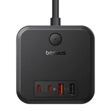 Мережевий зарядний пристрій Baseus PowerCombo Cube PowerStrip 30W 3AC+2USB+2Type-C 3A Чорний