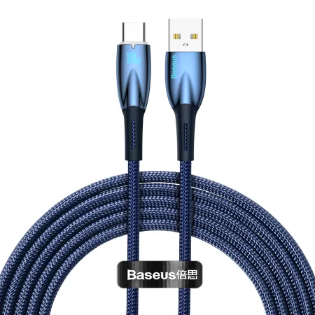 Кабель Baseus Glimmer Series Fast Charging Data Cable USB to Type-C 100W 20V 5A 2m Синій