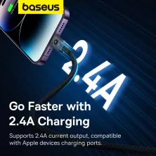 Кабель Baseus Unbreakable Series Fast Charging Data Cable USB to Lightning 2.4A 1m Чорний