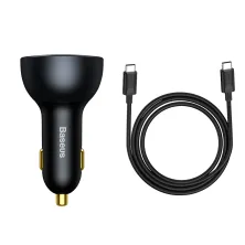 Автомобильное зарядное устройство Baseus Qualcomm QC 5 Technology Multi-Port Fast Charge Car Charger 160W USB+2Type-C + Кабель Type-C to Type-C 100W 1м Серый