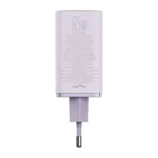 Мережевий зарядний пристрій Baseus GaN6 Pro 65W 2USB+2Type-C + кабель Baseus Type-C to Type-C 100W 20V/5A 1м Фіолетовий