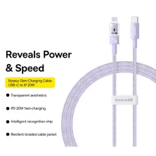 Кабель Baseus Gem Series Fast Charging Data Cable Type-C to Lightning PD 20W 2m Фіолетовий