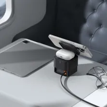 Бездротовий зарядний пристрій Baseus MagPro Series 2-in-1 Magnetic з функцією MagSafe і Qi2 20W та вбудованим кабелем Type-C Чорний