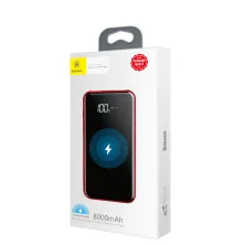 УМБ Baseus Full Screen 2in1 Bracket 8000mAh 2A с Беспроводной зарядкой Qi 5W Черно-Красный