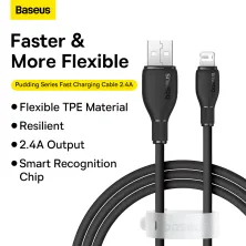 Кабель Baseus Pudding Series Fast Charging Data Cable USB to Lightning 2.4A 2m Черный