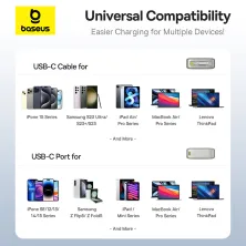 УМБ Baseus Free2Pull with Retractable Cable 20000mAh 65W с технологией QC3.0+PD3.0 и Type-C кабелем 60W Серый
