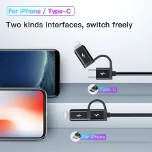 Автомобильное зарядное устройство Baseus Enjoy Together 2в1 4.8A USB с зарядным кабелем Type-C / Lightning 1.2м Черный