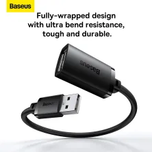 USB подовжувач Baseus AirJoy Series USB2.0 to USB2.0 Extension кабель 1.5м Чорний