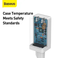 Мережевий зарядний пристрій Baseus GaN Mini PD3.0 45W 2Type-C 3A + кабель Baseus Type-C to Type-C 60W 20V/3A 1м Білий