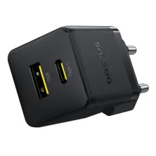 Мережевий зарядний пристрій Baseus Palm Fast Charger QC3.0+PD3.0 30W USB+Type-C 3A + Кабель Type-C to Type-C 60W 20V/3A 1м Чорний