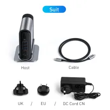 USB-хаб Baseus 16in1 Working Station Multifunctional HUB Adapter Type-C to USB3.0*3, USB2.0*2, SD, microSD, Type-C*2, 4KHDMI, VGA, AUX, RG45 Сірий